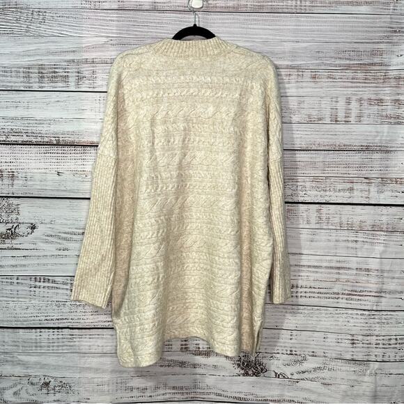 Soft Surroundings Alena Sweater In Oatmeal Heather LARGE Cable Knit - Picture 4 of 12